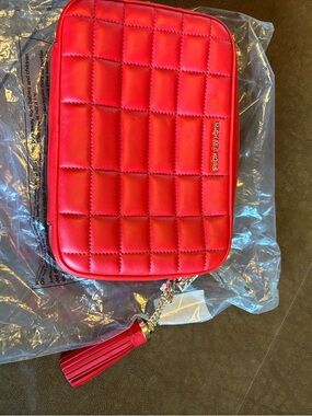 Michael Kors Red Quilted Leather Mini Crossbody with Tassel